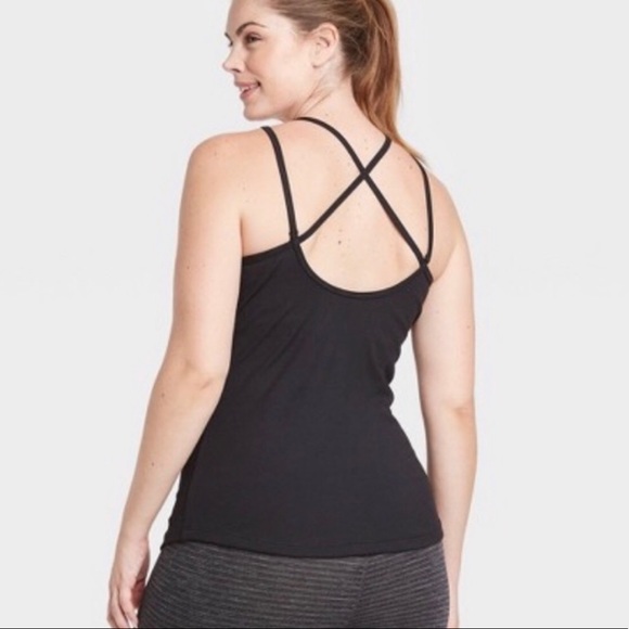 All in Motion Black Ribbed Tank with Shelf Bra - Picture 1 of 4